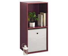 ModulHome 6RAN619BC – Regal in Würfelform, 2 Fächer, MDF, 29,5 x 36,5 x 77,5 cm, dunkelviolett, HT77,5x36,5x29,5cm