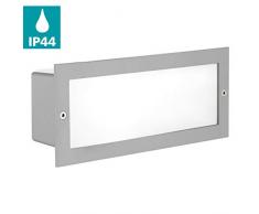 EGLO Außen-Einbauleuchte Zimba, 1 flammige Außenleuchte, Wand-Einbaulampe aus Aluguss und Glas, Farbe: Silber, weiß, Fassung: E27, IP44