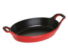 Staub 1302106 stapelbare Auflaufform, oval 21 cm, 0,7 L mit mattschwarzer Emaillierung im Inneren der Auflaufform, kirschrot