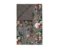 ESSENZA Plaid Fleur Blumen Pfingstrosen Tulpen Polyester Taupe, 135x170 cm