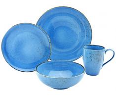 Creatable, 20158, Serie Nature Collection Atlantik, Geschirrset 4 teilig Single Set, Stein, Atlantikblau, 30 x 16 x 32 cm, 4-Einheiten