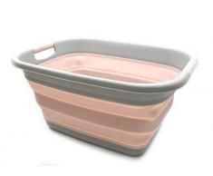 SAMMART Faltbarer Wäschekorb aus Kunststoff – Faltbarer Pop-Up-Aufbewahrungsbehälter/Organizer – tragbarer Wäschekorb – platzsparender Wäschekorb Rose