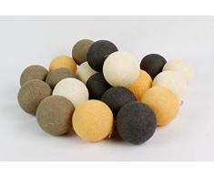 Cotton Ball Lights Lehm 20 LED Lichterkette mit USB Anschluss, Baumwolle, eierschale - hell orange - caffe-latte - braun