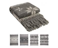 STTS International Wohndecke Wolldecke sehr weiches Plaid Kuscheldecke 140x200 cm Wolle Innsbruck (Grau-Weiß)