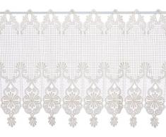 Plauener Spitze by Modespitze, Store Bistro Gardine Scheibengardine mit Stangendurchzug, hochwertige Stickerei, Höhe 45 cm, Breite 96 cm, Creme