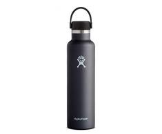 Hydro Flask Trinkflasche 709 ml (24 oz), Edelstahl und vakuumisoliert, Standard-Öffnung mit auslaufsicherer Flex Cap, Black