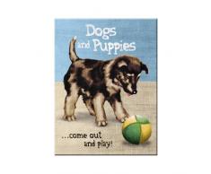 Nostalgic-Art 14316 Animal Club Dogs and Puppies, Magnet 8 x 6 cm