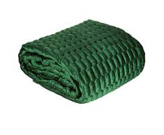 Eurofirany Bettüberwurf Velvet Samt Tagesdecke Pailletten Gesteppte Decke Überwurf Steppdecke Elegant Edel Glamour Schlafzimmer Wohnzimmer Gästezimmer Lounge, Dunkelgrün, 220X240cm