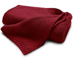 biederlack Überwurf, gestrickt, Acryl, 130 x 170 cm, Burgunderrot