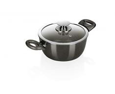 Genius Bonafit | Koch-Topf Ø 20 cm inkl. Glasdeckel | Patentierte 3-lagige Keramik, Edelstahl-& Diamant-Partikel | Antihaft-Beschichtung | Bekannt aus TV | NEU, Grau-metallic