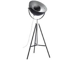Stehleuchte Bowl Black, moderne Stehlampen, Dreibein Wohnzimmerlampe, Studiolampe E27, Design Stehleuchte, schwarz-silber (H/B/T) 160x70x70cm