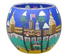 Himmlische Düfte Geschenkartikel GmbH London Windlicht, Glas, bunt, 11x11x9 cm