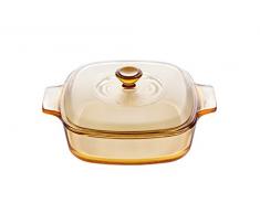 VISIONS pyroceram Rückseite quadratisch Kochtopf mit Glas Deckel, braun, 22,3 x 17,5 x 5,3 cm