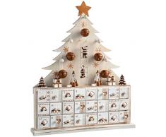 WeRChristmas Weihnachtsdekoration Holz Baum Adventskalender, Natur, beige, 40 cm