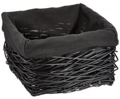 Compactor RAN5222 Aufbewahrungskorb Crazy Weaving aus Weide, geflochten, Futter, Large, 28 x 28 x 18 cm, schwarz