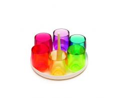 ZAK Stacky Ständer und Shotgläser,7er-Set in Geschenkbox, Rainbow
