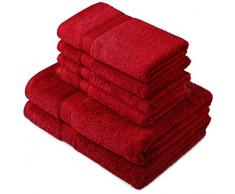 Pinzon by Amazon Handtuchset aus Baumwolle, Cranberry-Rot, 2 Bade- und 4 Handtücher, 600g/m²