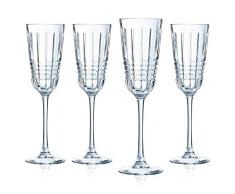 Cristal dArques L8234 Rendez-Vous Sektgläser 4er Set aus hochwertigem Kristallglas, Champagner-Gläser, 17 cl, dickwandig und robust, Kwarxglas