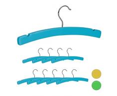 Relaxdays Kleiderbügel Kinder 10er Set, 360° drehbarer Haken, Kerben, Babykleiderbügel, Jungen & Mädchen, Holz, blau