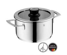 WMF VarioCuisine Kochtopf, hoch 20cm, Silence- Glasdeckel, inkl. Thermometer, Fleischtopf 3,3l, Cromargan Edelstahl poliert, Topf Induktion, unbeschichtet, Silikonrand