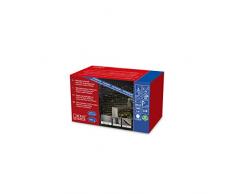 Konstsmide, 3767-800, LED Lichternetz, mit Lichtsensor und 6h und 9h Timer, 128 bernsteinfarbene Dioden, batteriebetrieben, Außen (IP44), schwarzes Kabel