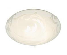 Briloner Leuchten 3283-016 A Deckenleuchte, 1x LED Modul, 9 W, 800 Lumen, Metall, Glas weiß mit AST-Dekor, 25 x 25 x 9 cm