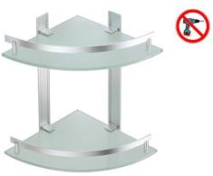 MSV Bad Regal Tabarca Eckregal Duschregal aus Aluminium und Glas - kleben und Bohren