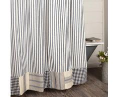 Piper Classics Doylestown Bettwäsche- und Duschvorhang, Blau Landhausstil Shower Curtain Border blau