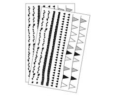 Rayher 50030000 Deko-Abziehmotive Bordüren, schwarz, hauchdünn, 2 Bögen je 10 x 16 cm, Tattoo, Aufkleber, Abziehbild, Wasserschiebebild, für glatte Oberflächen