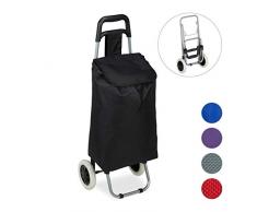 Relaxdays Einkaufstrolley, klappbar, 25 L Einkaufstasche mit Rollen, bis 10 kg belastbar, HBT: 91 x 40 x 30 cm, schwarz
