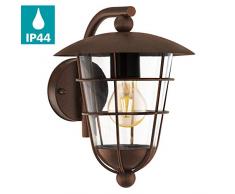 EGLO Außen-Wandlampe Pulfero, 1 flammige Außenleuchte, Wandleuchte aus verzinktem Stahl und Kunststoff, Farbe: Braun, Fassung: E27, IP44