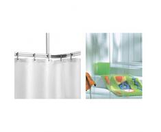 Sealskin Komplett Set Easy Roll Duschvorhangstange, Farbe: Chrom-matt, Duschvorhanghalterung zur individuellen Montage auf Maß, Aluminium + Duschvorhang Clear, transparent, B x H: 180 x 200 cm