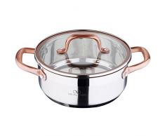 Bergner Infinity Chef Kochtopf für Induktionsherd, mit Glasdeckel, Edelstahl, silberfarben, 20 cm