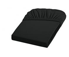 Fleuresse Colours Spannbettlaken, Uni-Mako-Satin, schwarz, 200 x 200 cm