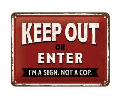 Nostalgic-Art 26240 Achtung Keep Out or Enter, Retro Blechschild, Metall, bunt, 15x20 cm