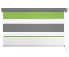 mydeco Duo-Rollo Fensterrollo Klemmfix ohne Bohren, Farbe Triple: WeiÃ, Grün, Grau 140 x 160 cm Seitenzugrollo Doppelrollo inkl. Klemmträger