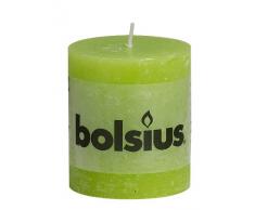 bolsius Stumpenkerze, Wachs, grün, 6.8 x 6.8 x 8 cm, 6-Einheiten