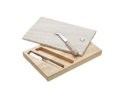 Master Class Artesà Set, bestehend aus Käsebrett und Messer, aus Marmor und Holz