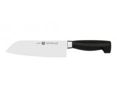 Zwilling 31118-181-0 Vier Sterne Santokumesser, Rostfreier Spezialstahl, Sonderschmelze, Kunststoff, 180 mm, schwarz