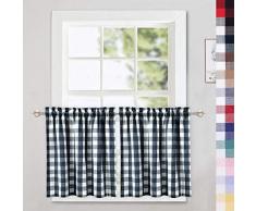 CAROMIO Gardinen mit Karomuster, Karomuster, Küchen-Ebene, Volant, Vorhänge, zum Raffen, Schatten, Fenster, Küche, Café, Badezimmer, Fenster, Mehrfarbig Country Rustic Tiers|24 L Marineblau