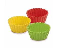 KUHN RIKON 23702 Backen Backförmchen Set aus Silikon Muffinförmchen 12er Set rot/gelb/grün 7,3 x 7,3 x 5 cm