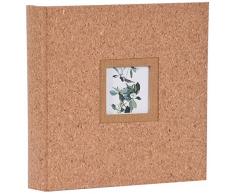Henzo Einsteckalbum Cork MIT SICHTFENSTER für max. 200 Fotos 10x15cm Fotoalbum, Kork und Leinen, braun, 22.5 x 22.5 x 5 cm