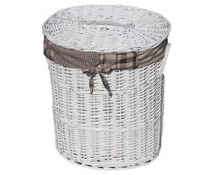 DVier Wäschekorb oval weide weiß Bezug Deckel, BxTxH 46x34x55cm