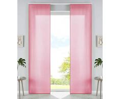 2er Set Schiebegardinen Flächenvorhänge Mikrofaser Vorhang Gardine Schiebe HxB 245x60 cm Pink Matt Paneelwagen Beschwerungsstangen, 85600N2