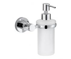 Nie Wieder Bohren Loxx Wandseifenspender, verchromt, satinierte Glasflasche (200ml, nachfüllbar) inkl. Klebelösung, 170mm x 127mm x 107mm