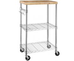 AmazonBasics - Küchenrollwagen, Holz/Chrom