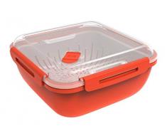 Rotho Memory Microwave Dampfgarer 1.7 l, Kunststoff (BPA-frei), rot, 1,7 Liter (19,5 x 19,5 x 9,1 cm)