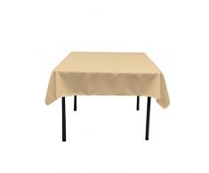 LA Linen Quadratische Tischdecke aus Polyester/Popeline, Polyester, Khaki, 132 x 132 x 0.04 cm