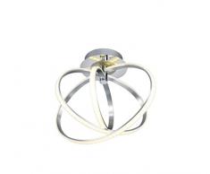 Trio Leuchten LED Deckenleuchte 674312406 Corland, Metall chromfarbig, Acryl weiß, 24 Watt LED