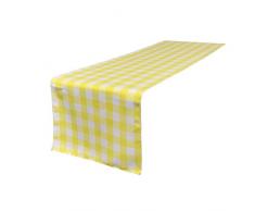 La-Bettwäsche mit kariert Tischläufer, Polyester, Light Yellow/White, 35.56 x 274.32 x 0.04 cm